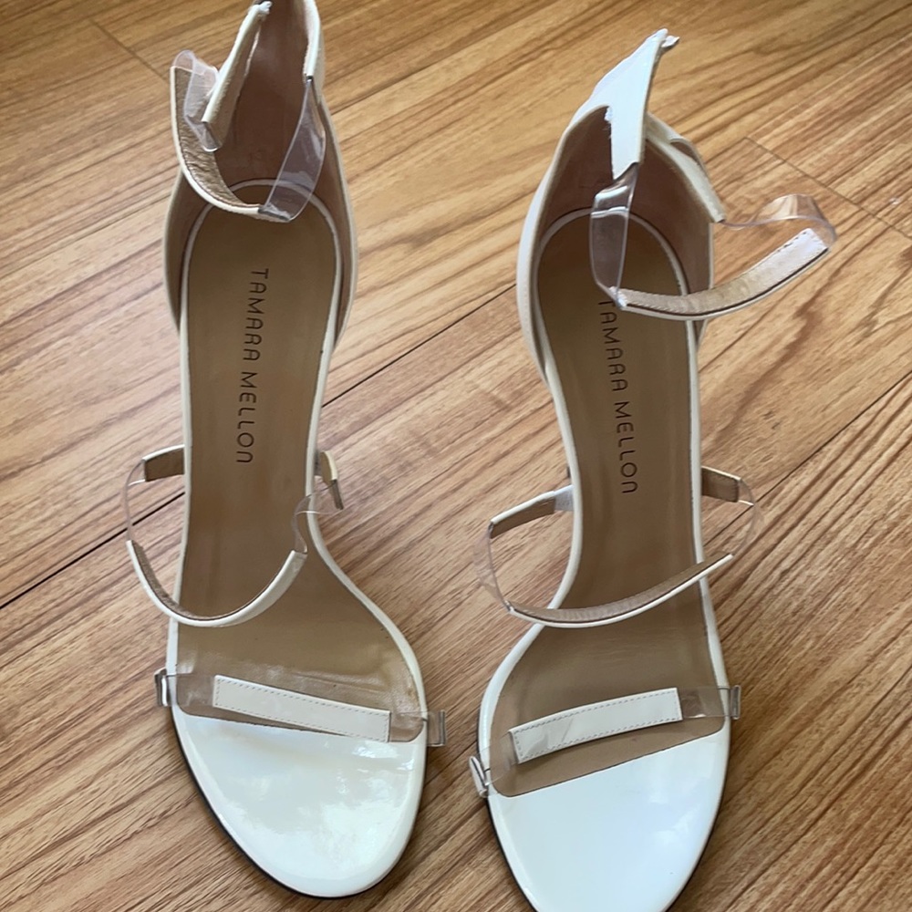 White and clear pumps